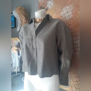 Zara Cotton/linen Blend Grey Button Up Shirt